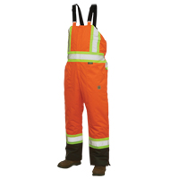 Salopettes de s&eacute;curit&eacute; doubl&eacute;e, Polyester/Polyur&eacute;thane, Grand, Orange haute visibilit&eacute; Southpoint Industrial Supply