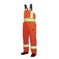 Salopettes de s&eacute;curit&eacute; doubl&eacute;e, Polyester/Polyur&eacute;thane, Grand, Orange haute visibilit&eacute; Southpoint Industrial Supply