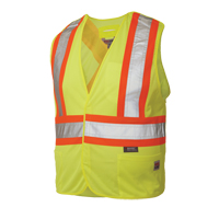 5-Point Tearaway Safety Vest, High Visibility Lime-Yellow, Large/X-Large, Polyester Southpoint Industrial Supply