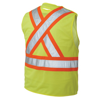 5-Point Tearaway Safety Vest, High Visibility Lime-Yellow, Large/X-Large, Polyester Southpoint Industrial Supply