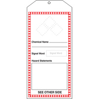 GHS Jumbo Tags, Cardstock, 3-7/8" W x 8-1/2" H, English Southpoint Industrial Supply
