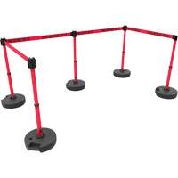 PLUS Barrier Post Set X5, Plastic, 42" H, Red Tape, 15' Tape Length Southpoint Industrial Supply