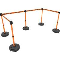 PLUS Barrier Post Set X5, Plastic, 42" H, Orange Tape, 15' Tape Length Southpoint Industrial Supply