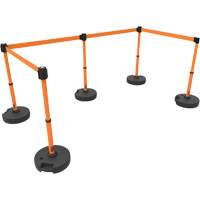 PLUS Barrier Post Set X5, Plastic, 42" H, Orange Tape, 15' Tape Length Southpoint Industrial Supply