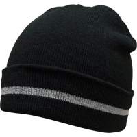 Bonnet en tricot avec bande r&eacute;fl&eacute;chissante argent&eacute;e, Taille unique, Noir Southpoint Industrial Supply