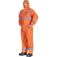 2077 Hooded Coveralls with Reflective Tape, Small, Orange, SMS Southpoint Industrial Supply