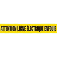"Attention Ligne Électrique Enfouie" Barricade Tape, French, 3" W x 1000' L, Black on Yellow SGQ360 | Southpoint Industrial Supply