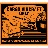"Cargo Aircraft Only" Handling Labels, 4-3/4" L x 4-1/4" W, Orange SGQ527 | Southpoint Industrial Supply
