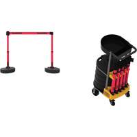Plus Portable Barrier System Cart Package with Tray, 75' L, Metal/Plastic, Red SGQ815 | Southpoint Industrial Supply