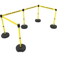 Plus Barrier Post Set, Plastic, 42" H, Yellow Tape, 15' Tape Length SGQ817 | Southpoint Industrial Supply