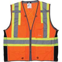 Surveyor Safety Vest, High Visibility Orange, Large, Polyester Southpoint Industrial Supply