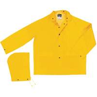 Classic Series Rain Jacket with Detachable Hood, Polyester/PVC, Large, Yellow Southpoint Industrial Supply