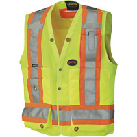 6693 Surveyor's Safety Vest, High Visibility Lime-Yellow, 3X-Large, Polyester Southpoint Industrial Supply