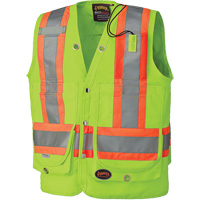 6696 Surveyor's Safety Vest, High Visibility Lime-Yellow, Small, Polyester Southpoint Industrial Supply