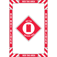 Trousse de marquage du sol ?Red Tag Holding Area? (zone de stockage des &eacute;tiquettes rouges), Adh&eacute;sif, Anglais avec pictogramme Southpoint Industrial Supply