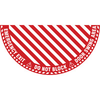 Signalisation au sol ?Emergency Exit? (sortie de secours) pour porte battante en demi-cercle, Adh&eacute;sif, Anglais avec pictogramme Southpoint Industrial Supply