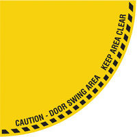 Signalisation au sol ?Caution? (attention) pour porte battante en quart de cercle, Adh&eacute;sif, Anglais avec pictogramme Southpoint Industrial Supply