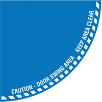 Signalisation au sol ?Caution? (attention) pour porte battante en quart de cercle, Adh&eacute;sif, Anglais avec pictogramme Southpoint Industrial Supply