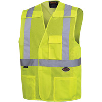 6923 Mesh Safety Vest with 2" Tape, High Visibility Lime-Yellow, 2X-Large/3X-Large, Polyester Southpoint Industrial Supply
