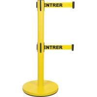 Barri&egrave;re pour le contr&ocirc;le des foules &agrave; courroie double, Acier, 35" h, Ruban Jaune, Longueur du ruban 7' Southpoint Industrial Supply