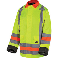 6040 Quebec Winter Traffic Control Jacket, Polyester, High Visibility Lime-Yellow, X-Small Southpoint Industrial Supply