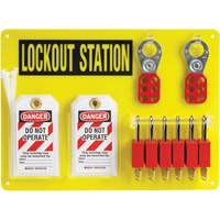 Lockout Board with Keyed Different Nylon Safety Lockout Padlocks, Plastic Padlocks, 6 Padlock Capacity, Padlocks Included Southpoint Industrial Supply