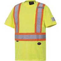 6980 Safety T-Shirt, Cotton, Small, High Visibility Lime-Yellow Southpoint Industrial Supply