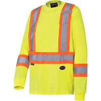 6982 Long-Sleeved Safety Shirt, Cotton, Small, High Visibility Lime-Yellow Southpoint Industrial Supply