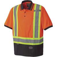 6986 Bird's-Eye Safety Polo Shirt, Polyester, Small, High Visibility Orange Southpoint Industrial Supply