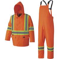 5608 Combinaison de pluie imperm&eacute;able 210D, Polyester/PVC, Petit, Orange haute visibilit&eacute; Southpoint Industrial Supply