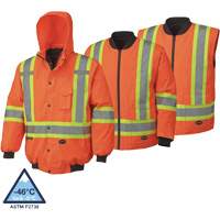 5022 Waterproof 7-in-1 Bomber Jacket, Polyester, High Visibility Orange, X-Small Southpoint Industrial Supply