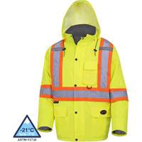 5031 Manteau de s&eacute;curit&eacute; matelass&eacute; imperm&eacute;able, Jaune lime haute visibilit&eacute;, Petit Southpoint Industrial Supply
