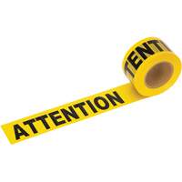 Barricade Warning Tape, Bilingual, 3" W x 1000' L, 1.5 mils, Black on Yellow SHE799 | Southpoint Industrial Supply