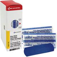 Fabric Blue Detectable Bandages, Rectangular/Square, 1", Fabric Metal Detectable, Sterile SHE879 | Southpoint Industrial Supply