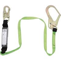 Shock Absorbing Lanyard, 4', E4, Rebar Hook Center, Snap Hook Leg Ends, Polyester SHE903 | Southpoint Industrial Supply