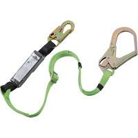 Shock Absorbing Lanyard, 6', E4, Rebar Hook Center, Snap Hook Leg Ends, Polyester SHE905 | Southpoint Industrial Supply