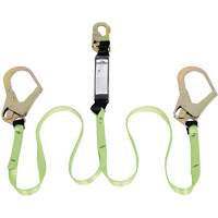 Shock Absorbing Lanyard, 6', E4, Rebar Hook Center, Snap Hook Leg Ends, Polyester SHE909 | Southpoint Industrial Supply