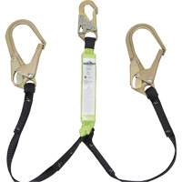 Shock Absorbing Lanyard, 4', E6, Rebar Hook Center, Snap Hook Leg Ends, Polyester SHE912 | Southpoint Industrial Supply