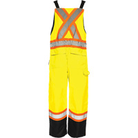 TO1 Winter Traffic Overalls, Polyester, Small, Black/High Visibility Lime-Yellow Southpoint Industrial Supply