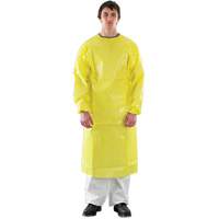 AlphaTec<sup>®</sup> 3000 Apron with Ultrasonically Welded Sleeves, Yellow SHG458 | Southpoint Industrial Supply