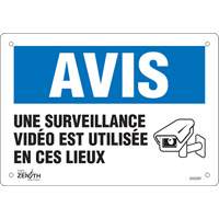 "Surveillance vid&eacute;o" Sign, 7" x 10", Plastic, French with Pictogram Southpoint Industrial Supply
