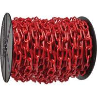 Chaîne de s&eacute;curit&eacute; en plastique robuste, Rouge, Maillon de 2", 100' de long Southpoint Industrial Supply