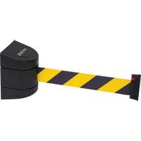 Wall Mount Barrier with Tape Cassette, Plastic, Magnetic Mount, 15', Black and Yellow Tape SHH170 | Southpoint Industrial Supply