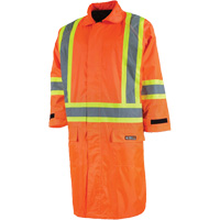 Long Rain Jacket with Detachable Hood, Nylon/PVC, Small, High Visibility Orange SHH310 | Southpoint Industrial Supply