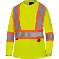 6969 Chandail de s&eacute;curit&eacute; &agrave; manches longues en il-de-perdrix pour femme, Polyester, T-petit, Jaune lime haute visibilit&eacute; Southpoint Industrial Supply