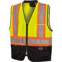 6895 Veste de s&eacute;curit&eacute; haute visibilit&eacute; bicolore avec fermeture &agrave; glissi&egrave;re sur tout le devant, Noir/Jaune lime haute visibilit&eacute;, 2T-Grand/3T-Grand, Polyester Southpoint Industrial Supply