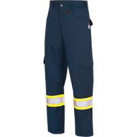 7764 FR-Tech&reg; High Visibility 88/12 FR/Arc Rated Safety Cargo Pants, 30, x 32, Navy Blue Southpoint Industrial Supply