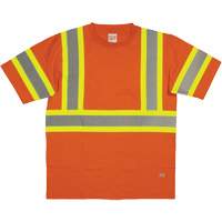 Short Sleeve Safety T-Shirt, Cotton, X-Small, High Visibility Orange Southpoint Industrial Supply