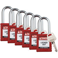 Velocity Lockout Padlocks, Red, Keyed Different, Nylon, 1-1/2" Width Southpoint Industrial Supply