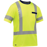 Chemise &agrave; manches courtes et X au dos Bisley, Poly-coton, Petit, Jaune lime haute visibilit&eacute; Southpoint Industrial Supply